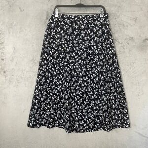 Vintage 90s Cottagecore Rayon‎ Midi A-Line Floral Skirt Plus 1X Elastic Waist